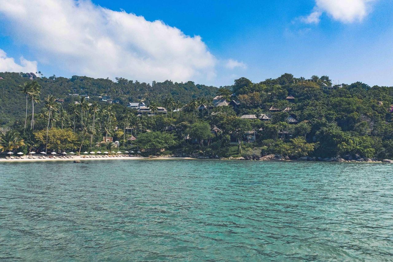 Kamalaya’s villas among the palms above its bay on Samui’s south coast